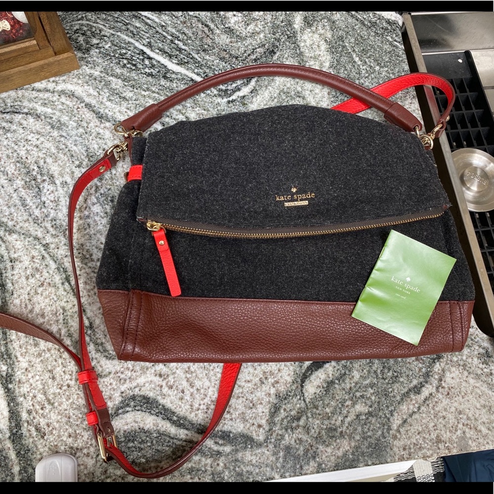 Gently used Kate spade crossbody hobo grey brown